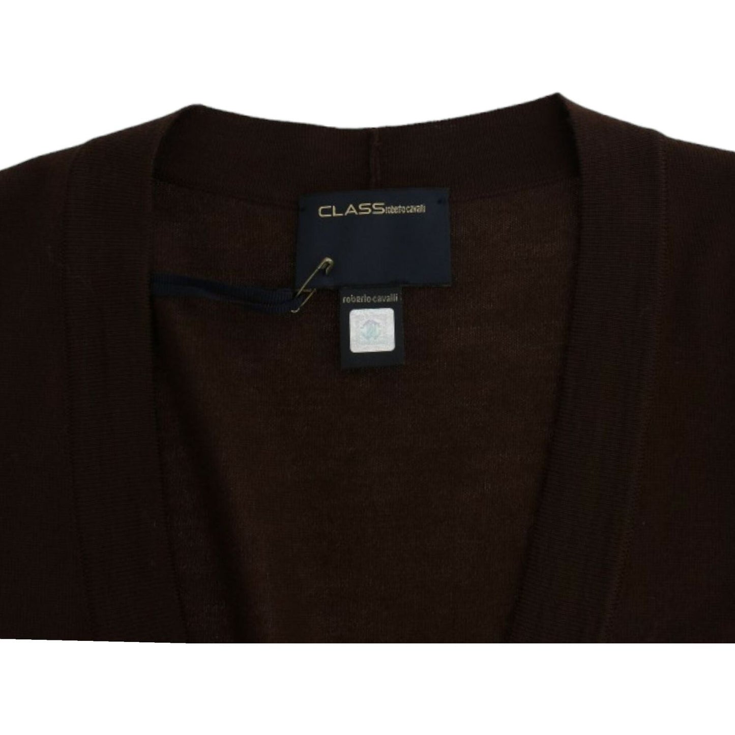 Cavalli Elegant Brown Virgin Wool Cropped Cardigan Cavalli