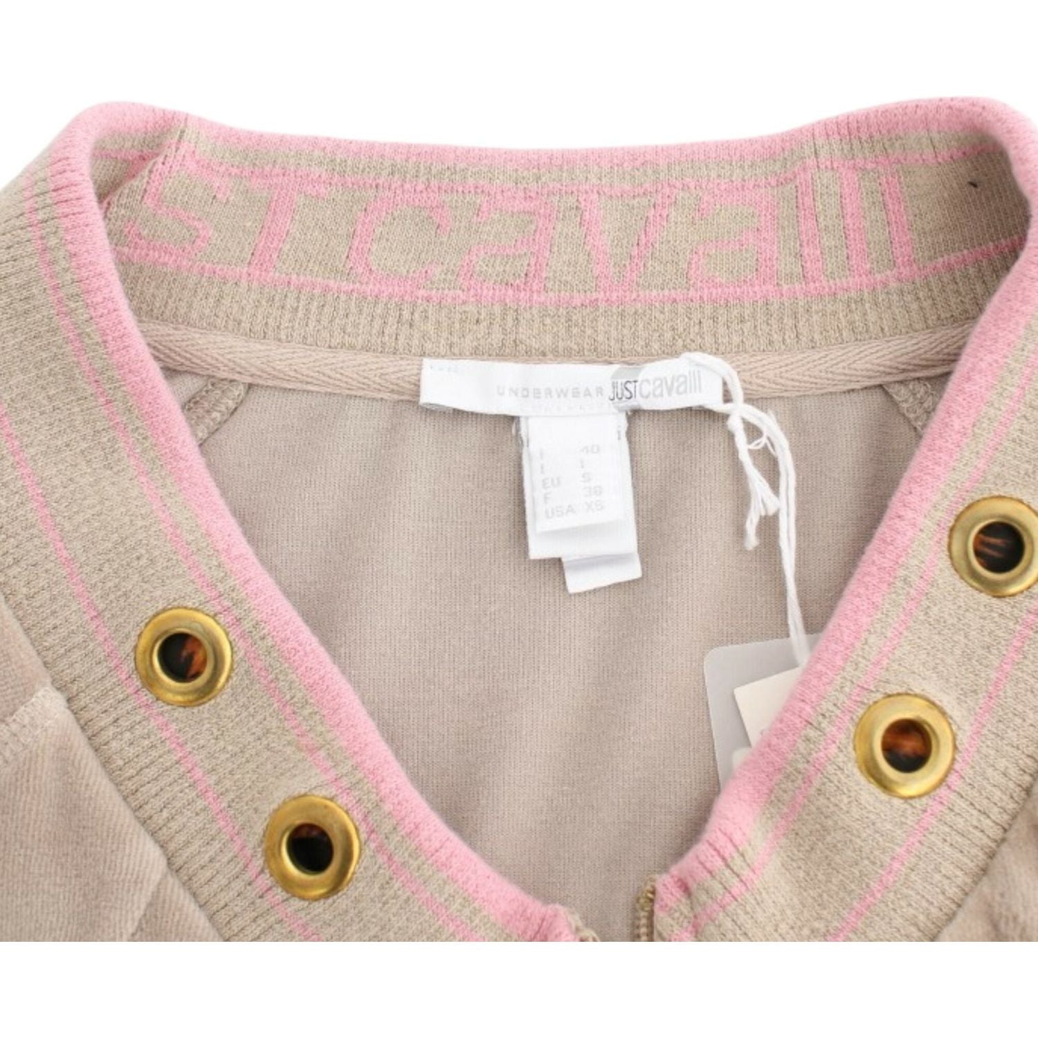 Cavalli Beige velvet zipup sweater