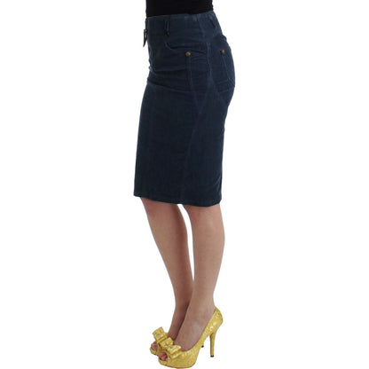 Cavalli Blue corduroy pencil skirt