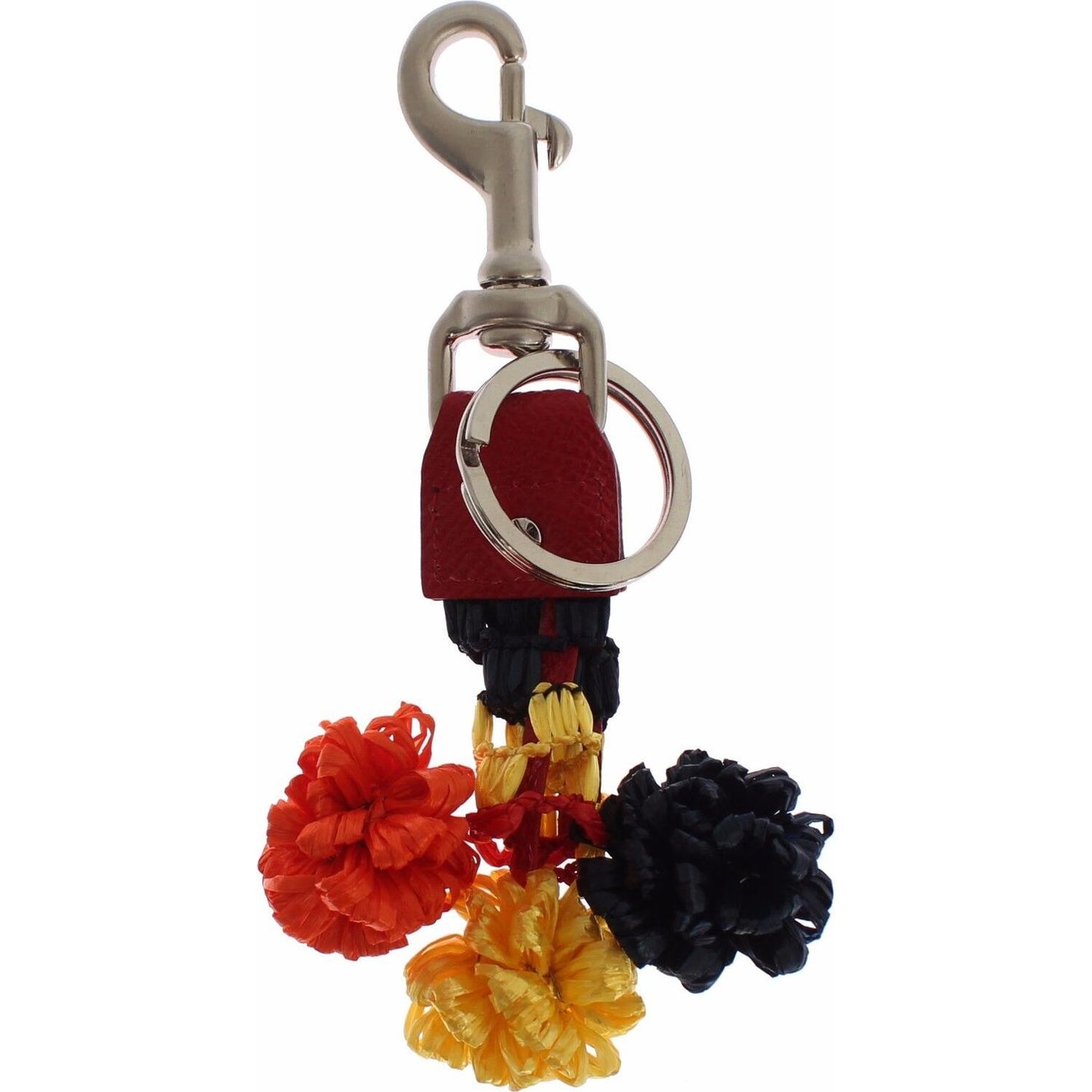 Dolce & Gabbana Multicolor Sicily Raffia Leather Keychain Dolce & Gabbana