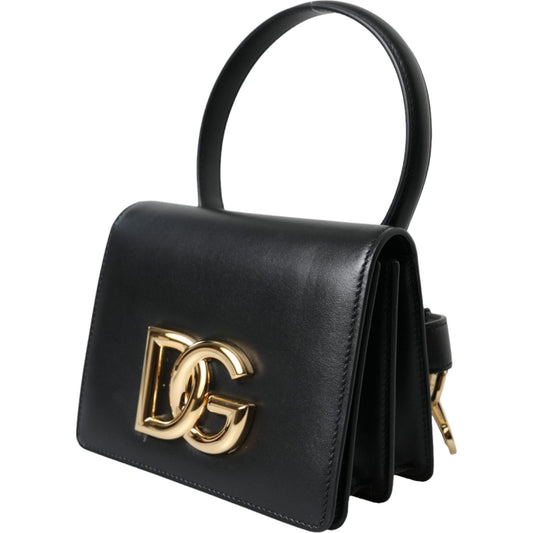 Dolce & Gabbana Elegant Black Leather Belt Bag with Gold Accents Dolce & Gabbana