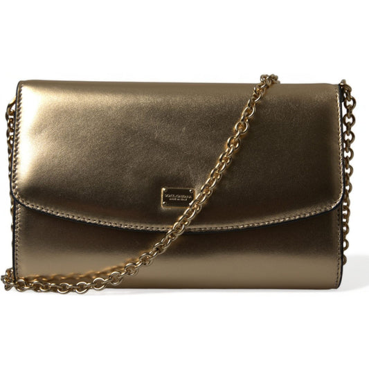 Elegant Metallic Gold Leather Crossbody Purse