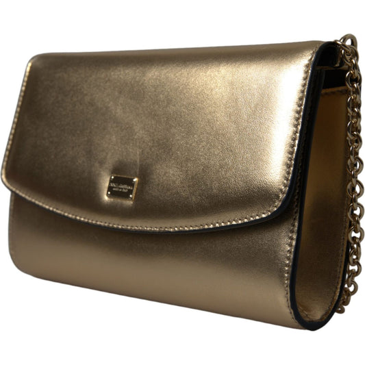 Elegant Metallic Gold Leather Crossbody Purse