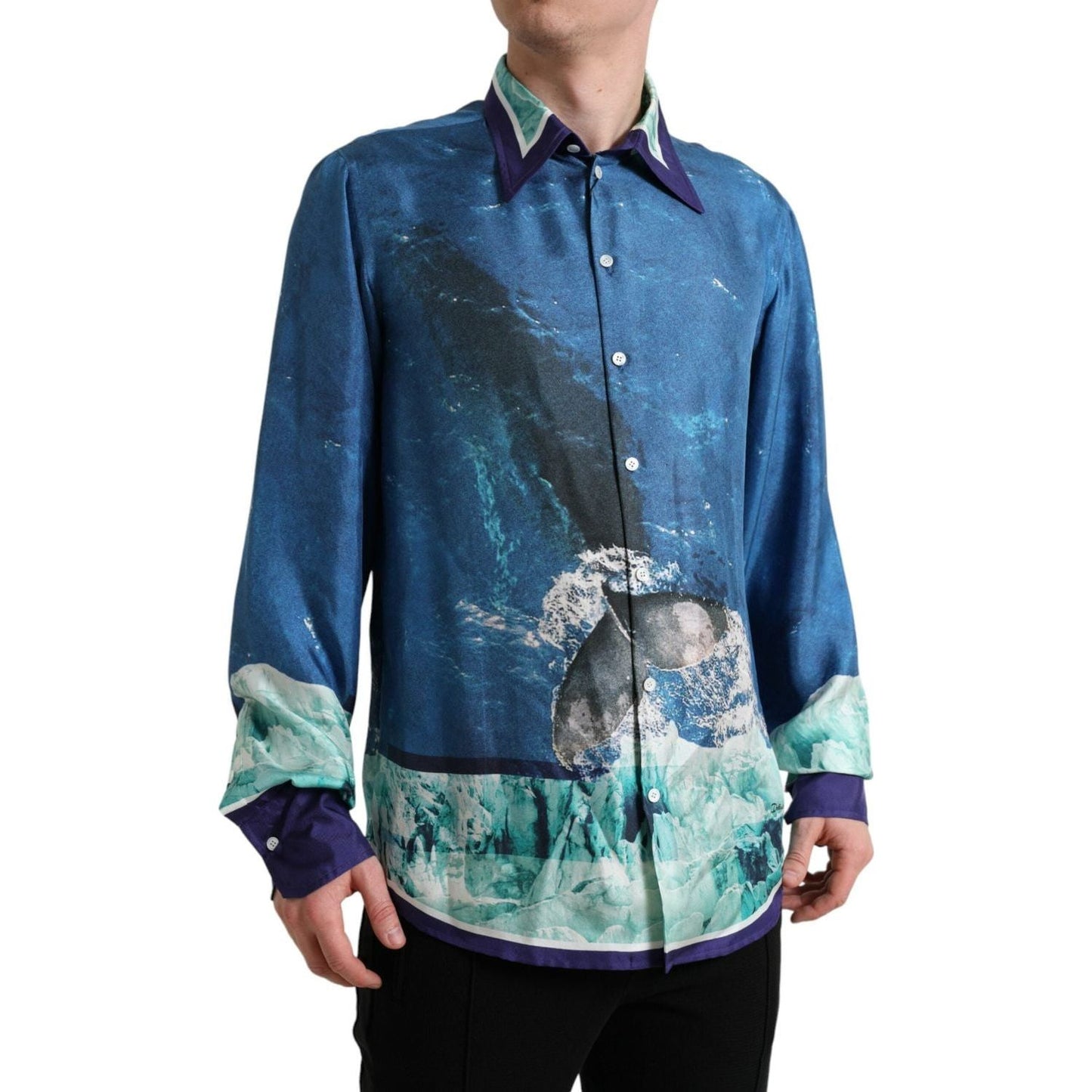 Dolce & Gabbana Elegant Ocean Print Silk Shirt Dolce & Gabbana