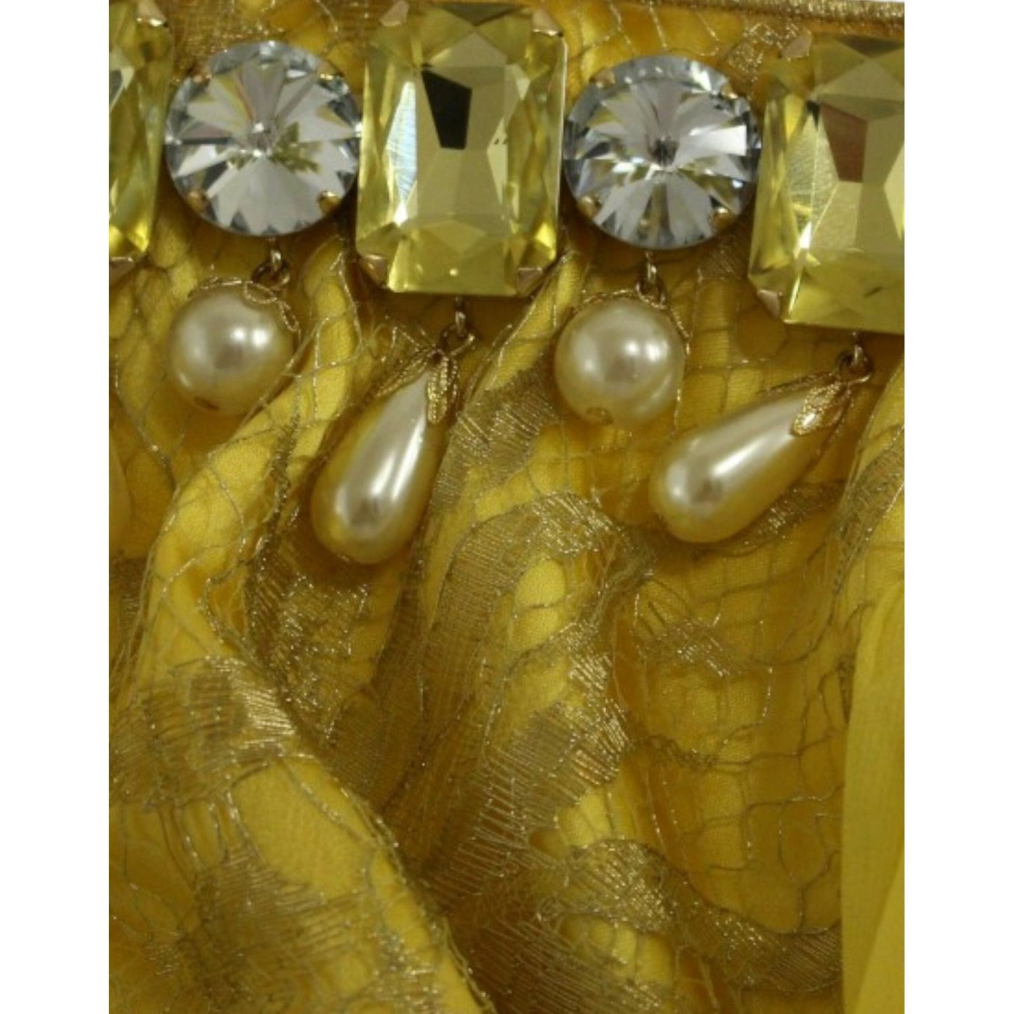 Dolce & Gabbana Yellow lace crystal mini dress