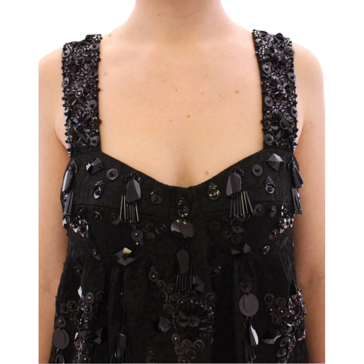 Dolce & Gabbana Black floral crystal embedded dress