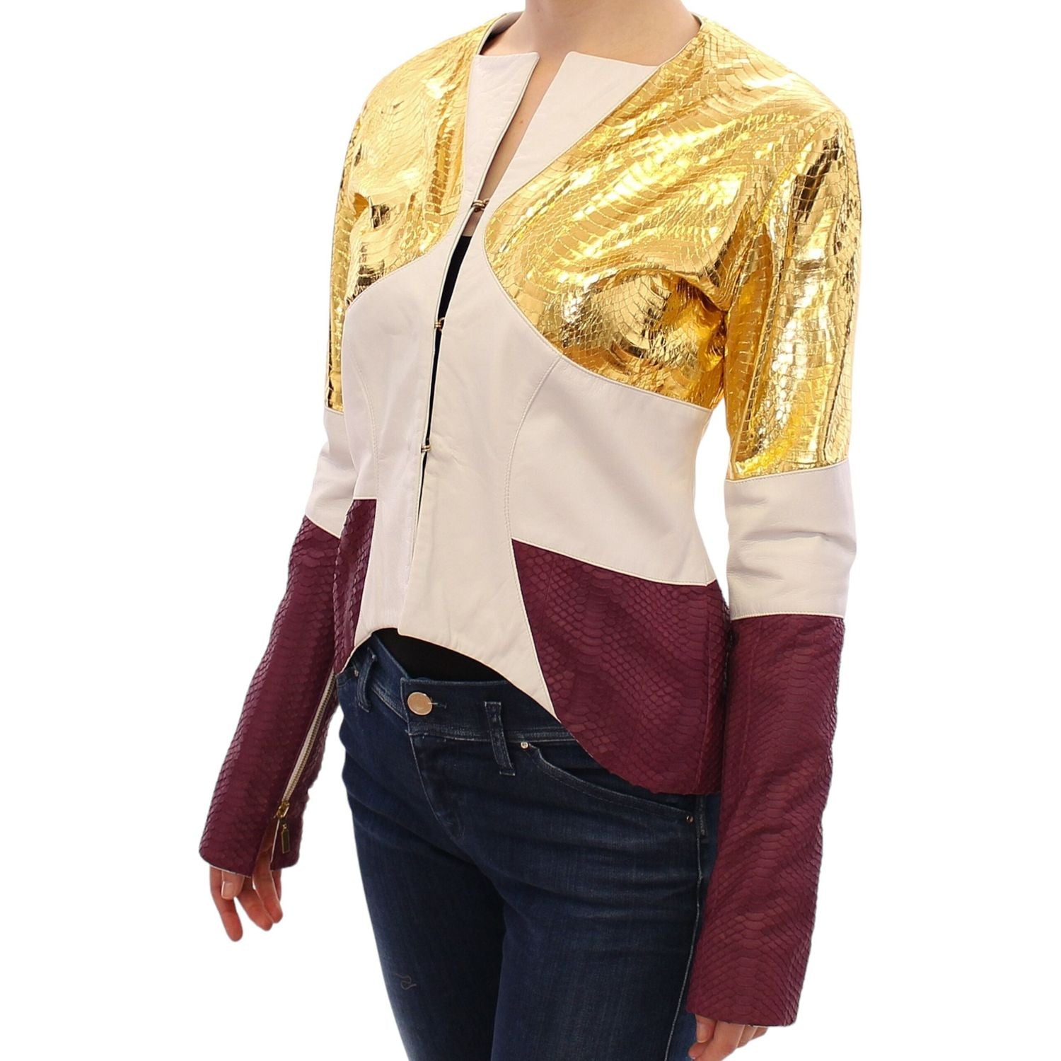 Vladimiro Gioia White Gold Purple Leather Jacket