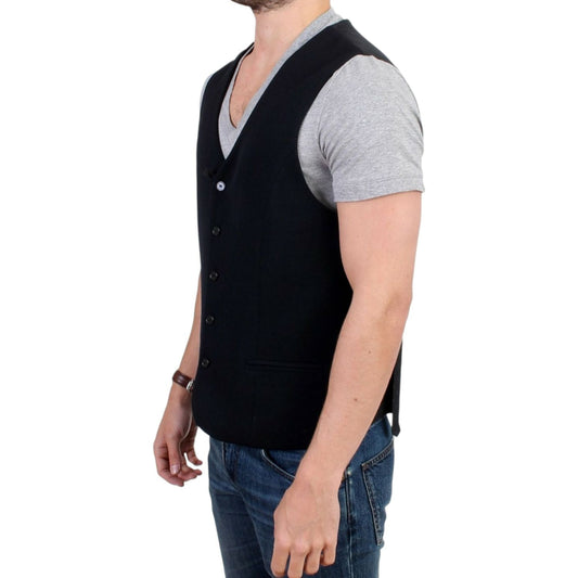 Costume National Elegant Black Wool Blend Casual Vest Costume National