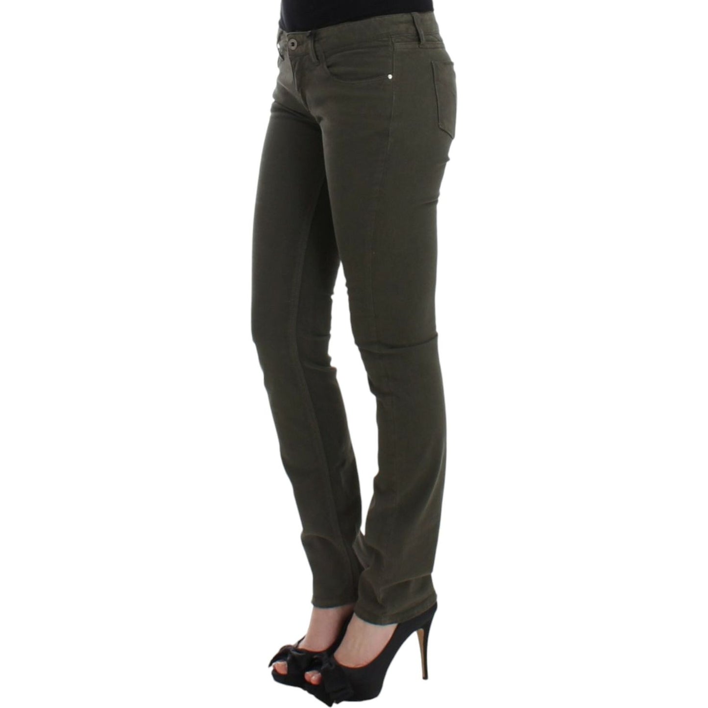 Costume National Chic Green Slim Leg Designer Jeans Costume National