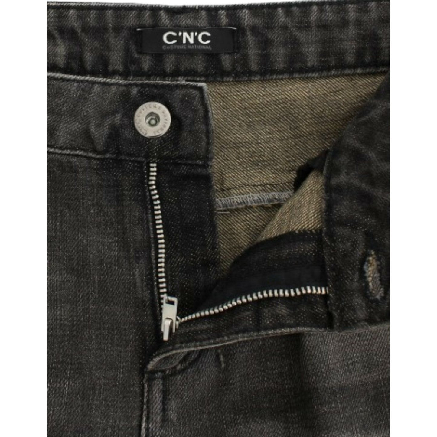 Costume National Sleek Gray Straight Leg Distressed Jeans Costume National