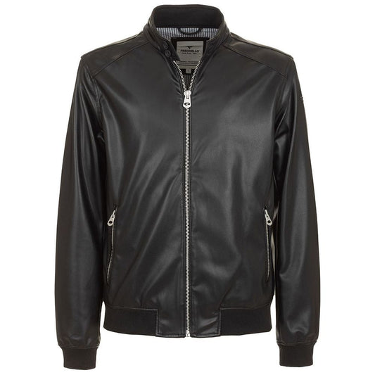 Fred Mello Eco-Leather Zip-Up Jacket with Buttoned Collar