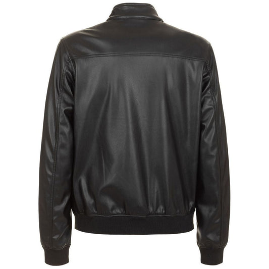 Fred Mello Eco-Leather Zip-Up Jacket with Buttoned Collar