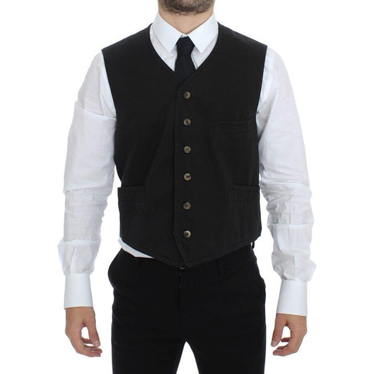 Dolce & Gabbana Elegant Black Cotton Blend Dress Vest Dolce & Gabbana