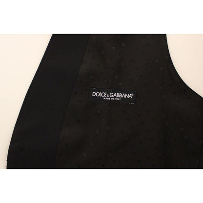 Dolce & Gabbana Black Wool Silk Stretch Dress Vest Blazer