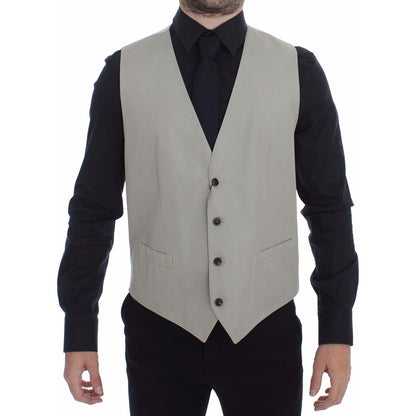 Dolce & Gabbana Beige Cotton Silk Blend Dress Vest Blazer
