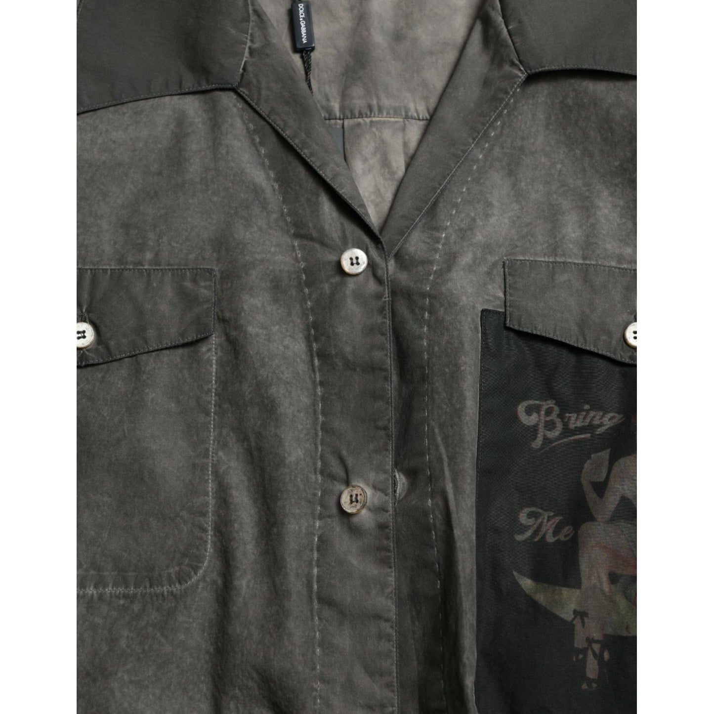 Dolce & Gabbana Dark Gray Cotton Collared Long Sleeves Shirt