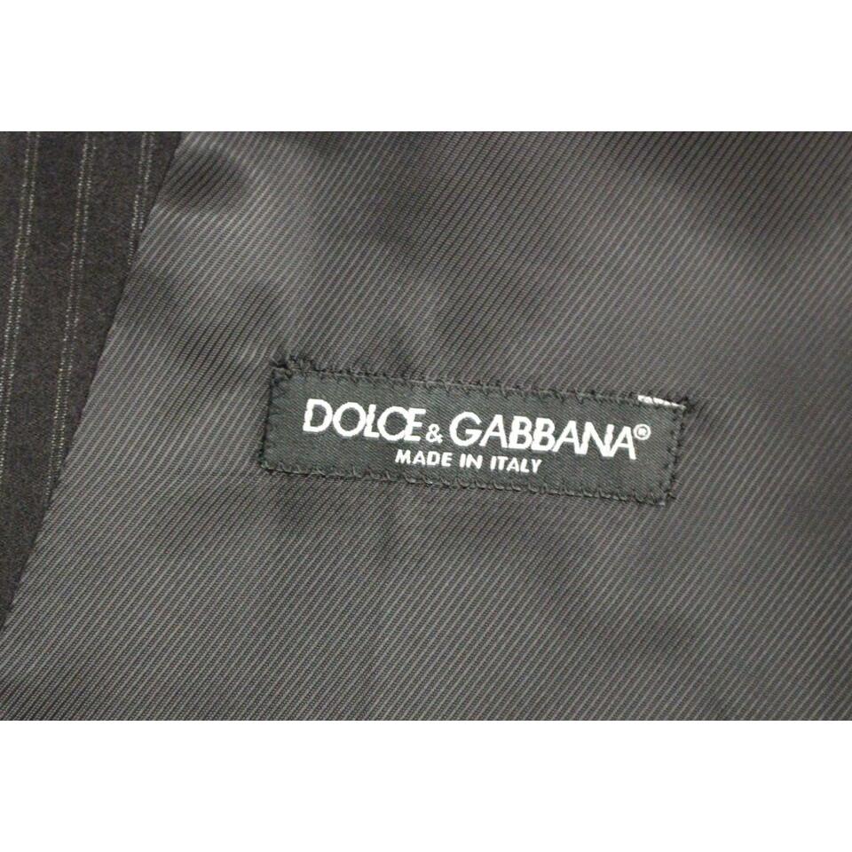 Dolce & Gabbana Black Striped Wool Single Breasted Vest 1728,67345645728,Black,Clothing,Dolce & Gabbana,IT48 | M,Material: 100% Wool,Men,Men - Clothing,New with tags,Suits & Blazers - Clothing,Vests - Men - Clothing,Waistcoats - Suits & Blazers - Clothing