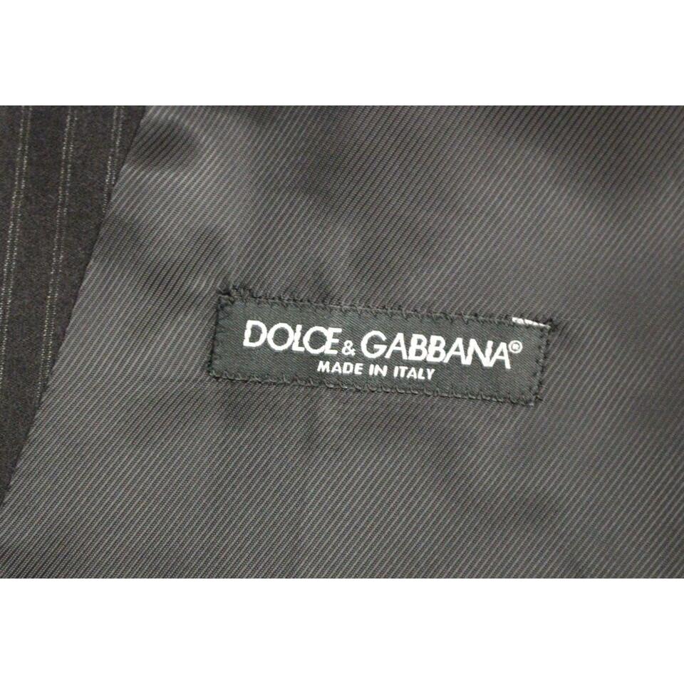 Dolce & Gabbana Elegant Black Striped Wool Dress Vest Dolce & Gabbana