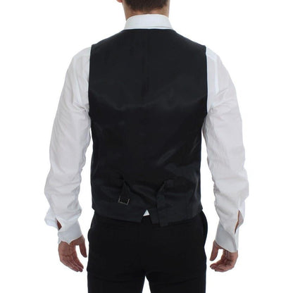 Dolce & Gabbana Black Striped Wool Single Breasted Vest 1728,67345645728,Black,Clothing,Dolce & Gabbana,IT48 | M,Material: 100% Wool,Men,Men - Clothing,New with tags,Suits & Blazers - Clothing,Vests - Men - Clothing,Waistcoats - Suits & Blazers - Clothing