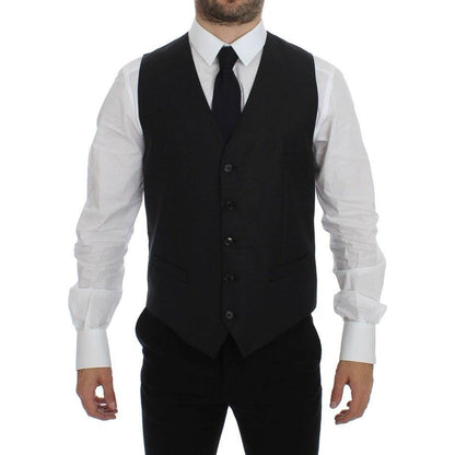 Dolce & Gabbana Gray Wool Silk Dress Vest Gilet Weste