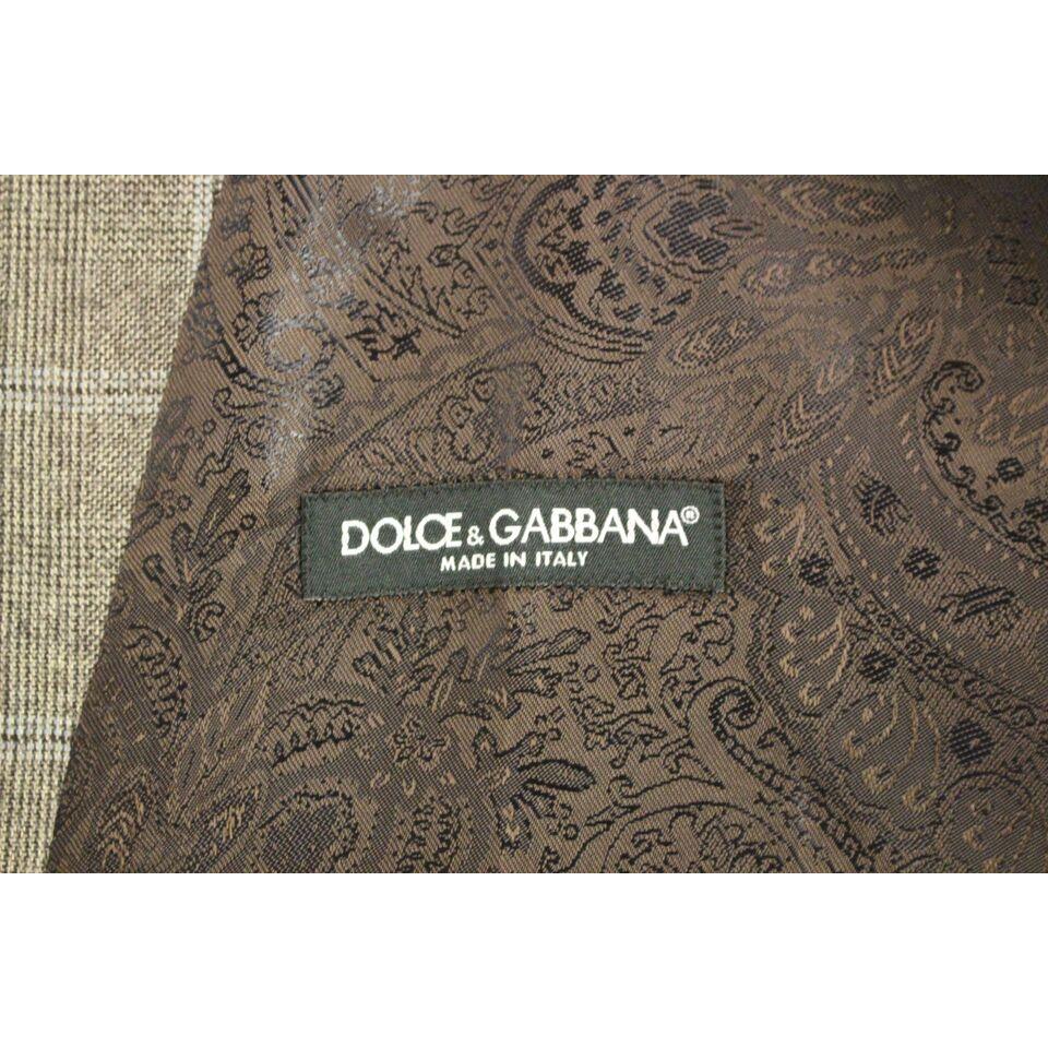 Dolce & Gabbana Elegant Brown Checkered Wool Dress Vest Dolce & Gabbana