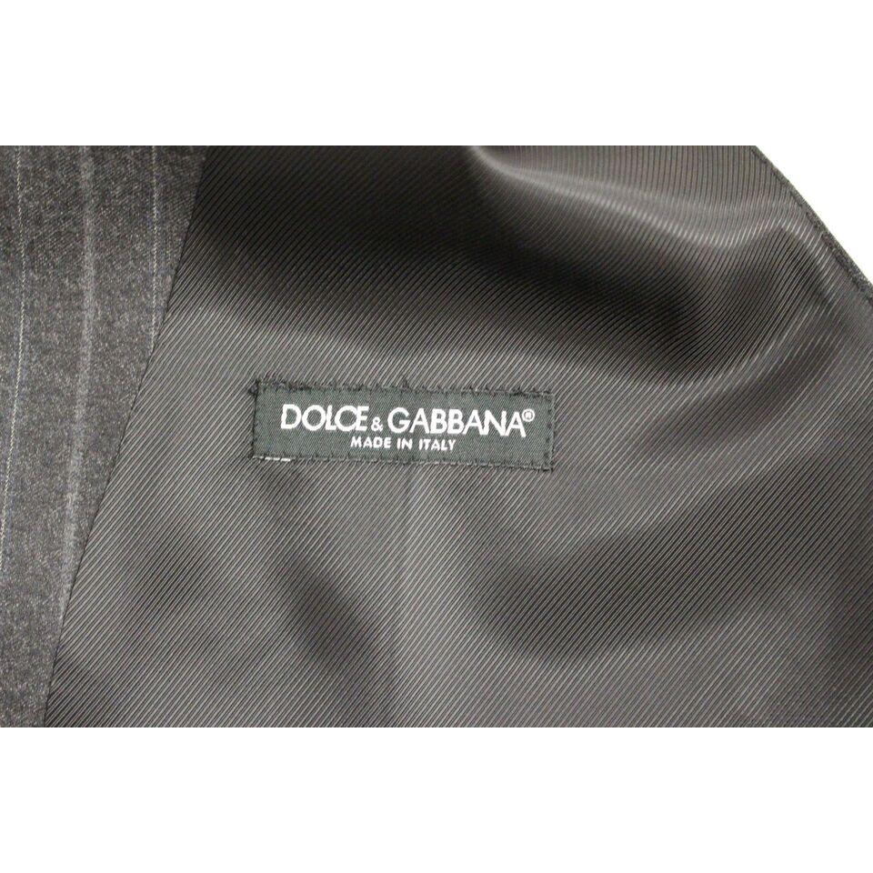 Dolce & Gabbana Elegant Gray Striped Dress Vest Dolce & Gabbana