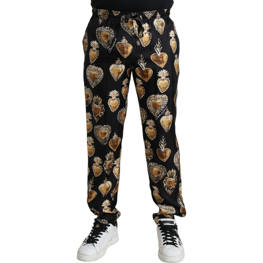 Dolce & Gabbana Chic Heart Print Silk Pajama Pants Dolce & Gabbana