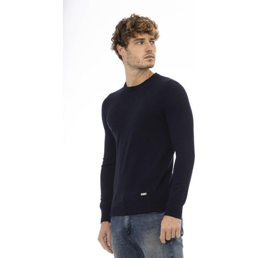 Baldinini Trend Blue Wool Men Sweater Baldinini Trend