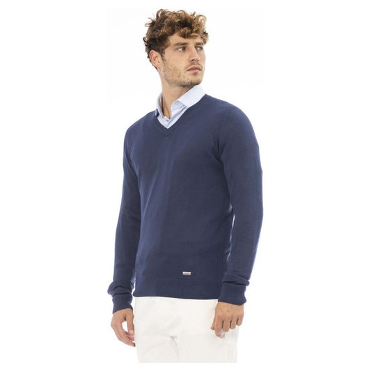 Baldinini Trend Blue Modal Men Sweater Baldinini Trend