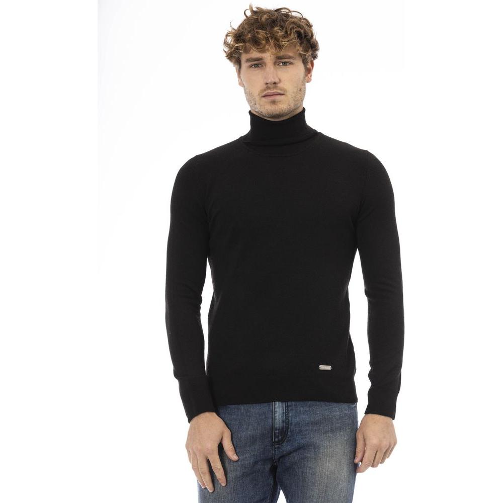 Baldinini Trend Black Wool Men Sweater Baldinini Trend