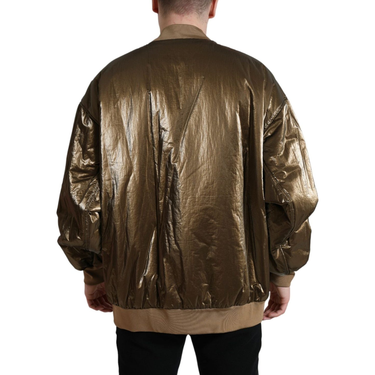 Dolce & Gabbana Bronze Nylon Full Zip Men Bomber Jacket 1728,67345645728,Bombers - Jackets & Coats - Clothing,Bronze,Clothing,Dolce & Gabbana,IT54 | XL,Jackets & Coats - Clothing,Jackets - Men - Clothing,Material: 100% Nylon,Men,Men - Clothing,New with ta