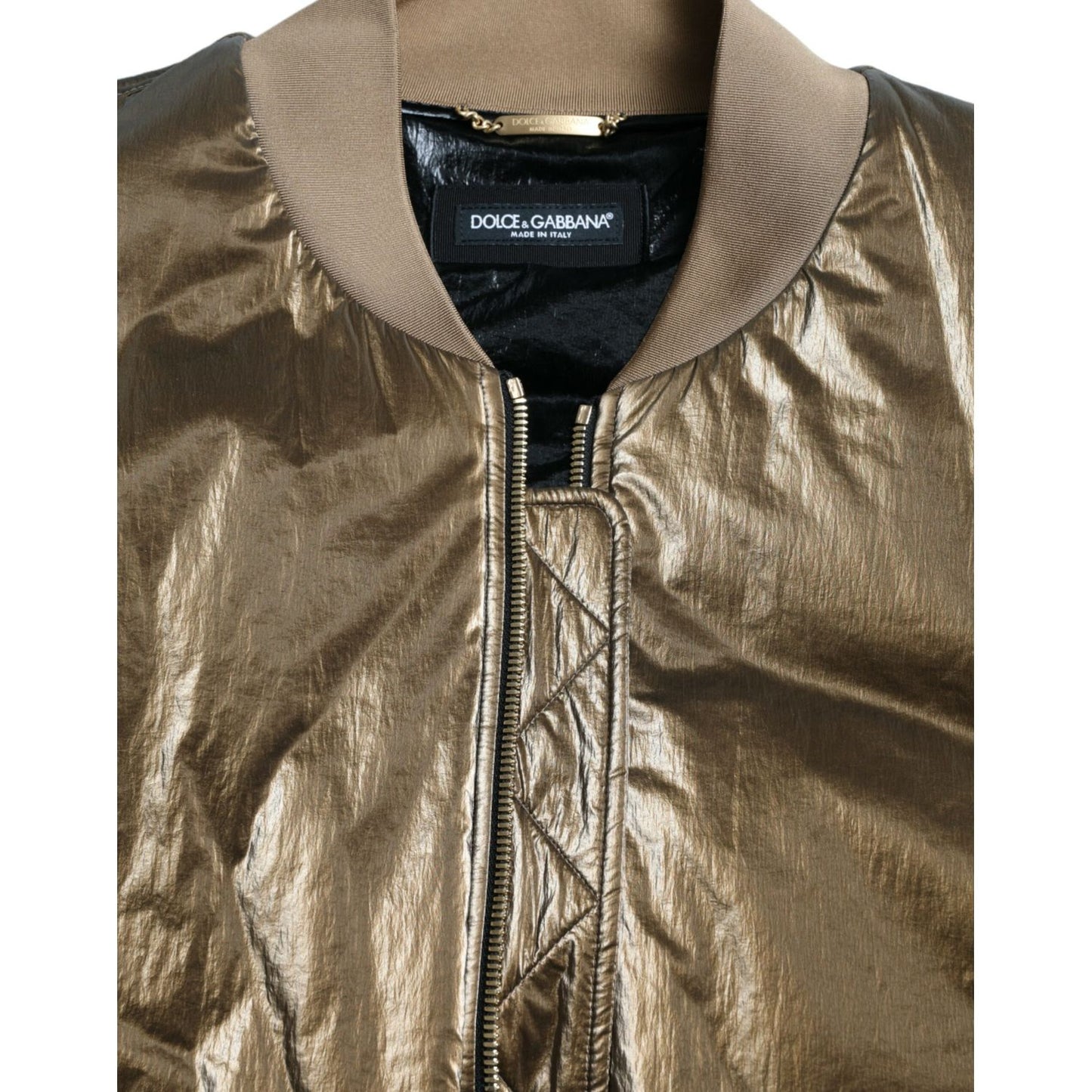 Dolce & Gabbana Bronze Nylon Full Zip Men Bomber Jacket 1728,67345645728,Bombers - Jackets & Coats - Clothing,Bronze,Clothing,Dolce & Gabbana,IT54 | XL,Jackets & Coats - Clothing,Jackets - Men - Clothing,Material: 100% Nylon,Men,Men - Clothing,New with ta