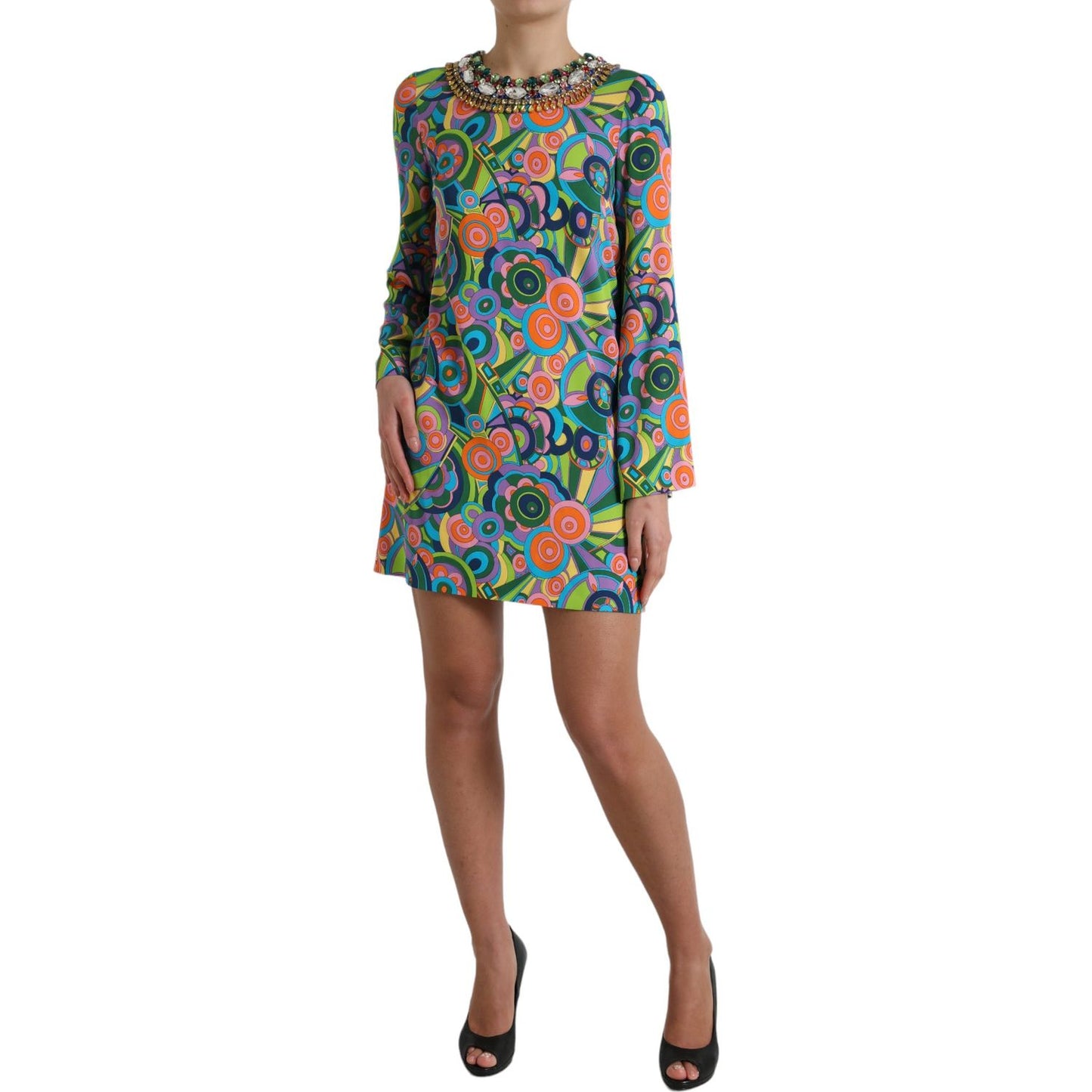 Dolce & Gabbana Multicolor Geometric Silk Mini Dress Dolce & Gabbana