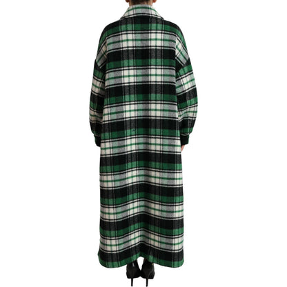 Dolce & Gabbana Green Plaid Long Sleeve Casual Coat Jacket