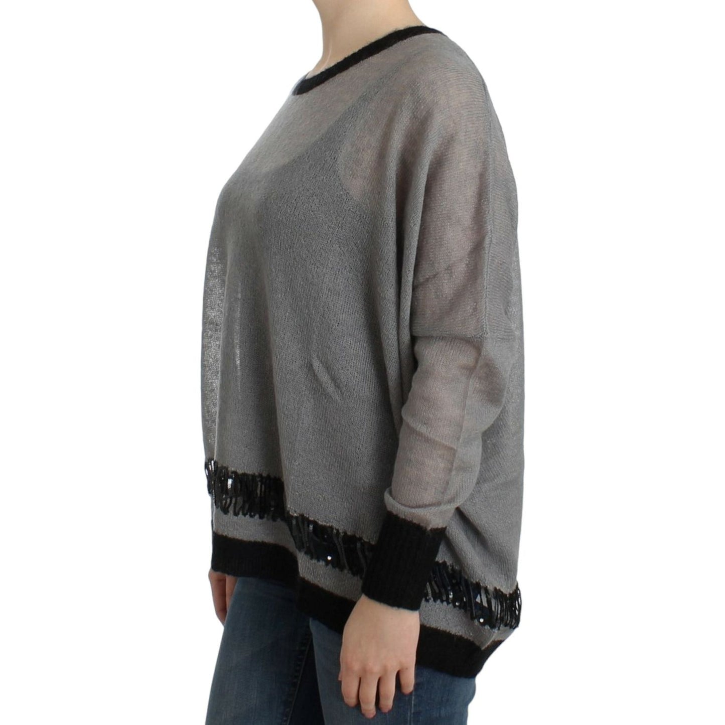Costume National Gray embellished asymmetric sweater