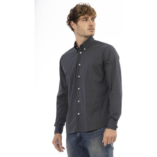 Baldinini Trend Gray Cotton Men Shirt Baldinini Trend