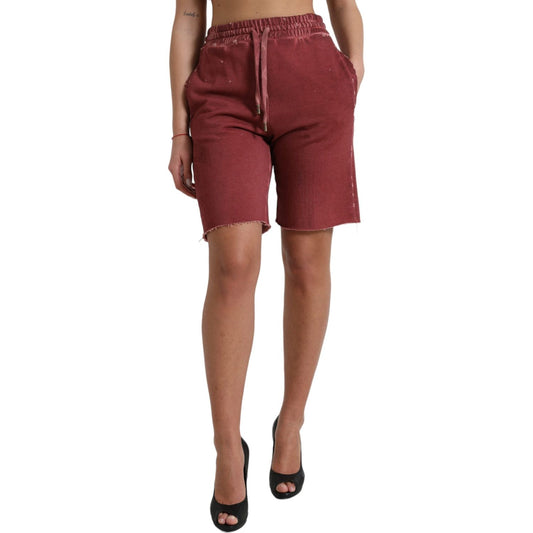 Dolce & Gabbana Chic Maroon High-Waist Designer Sweatshorts Dolce & Gabbana