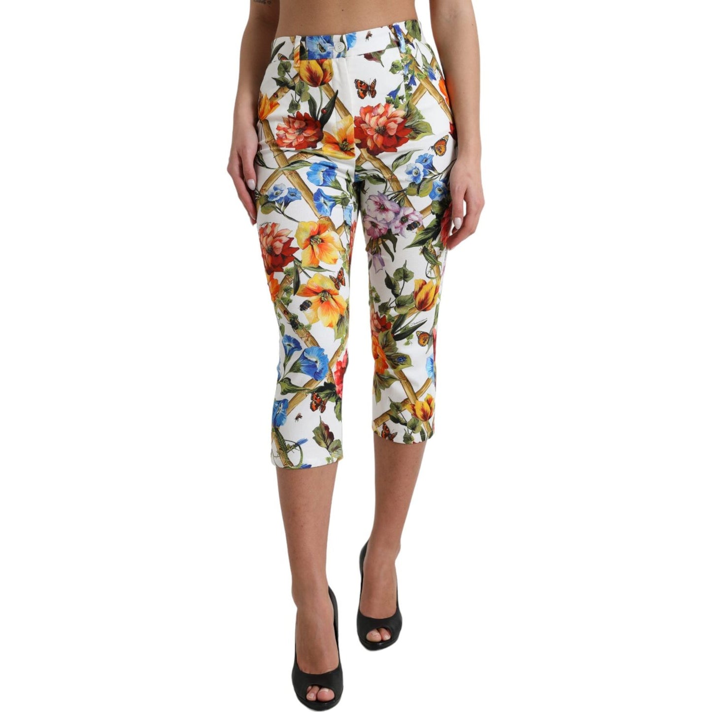 Dolce & Gabbana Floral High Waist Cropped Fashion Pants Dolce & Gabbana