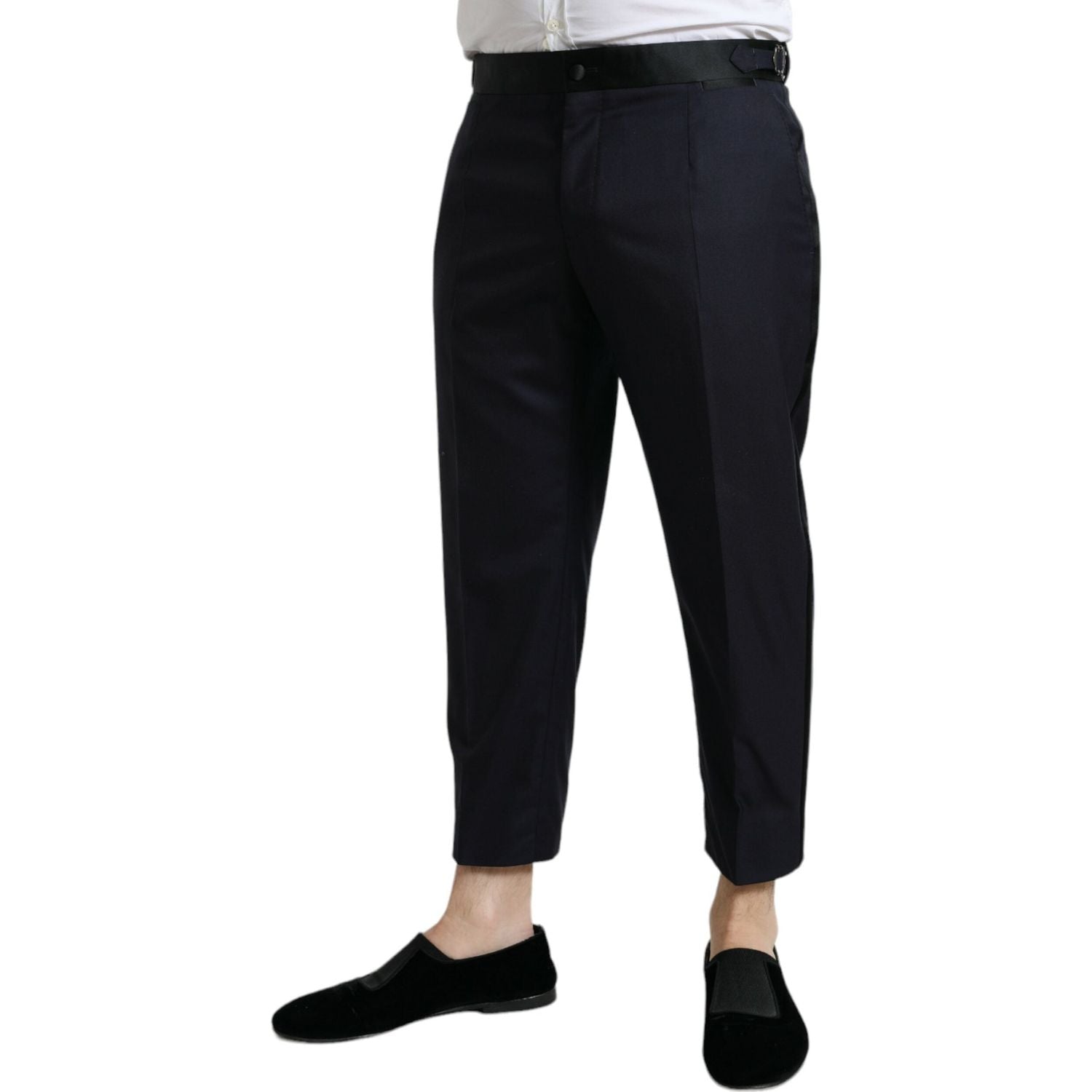 Dolce & Gabbana Blue Wool Cropped Tapered Pants
