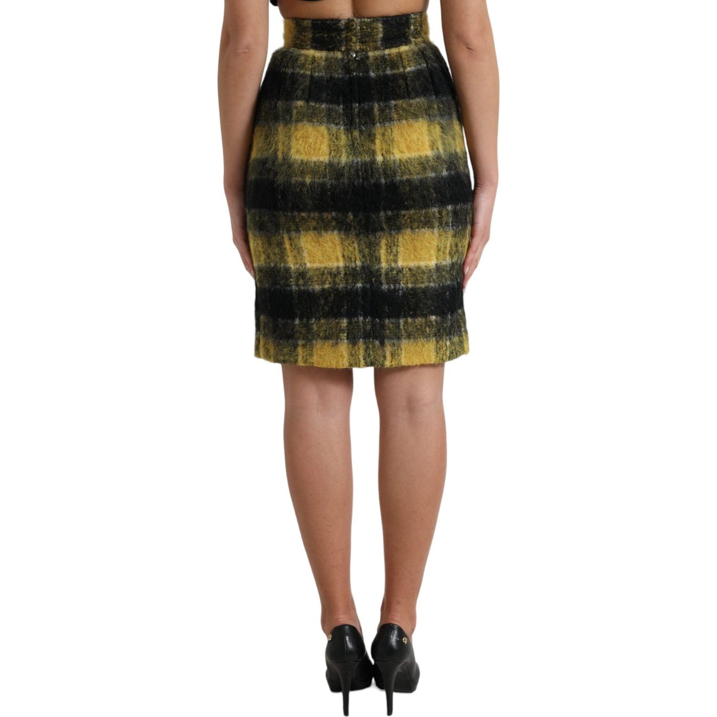 Dolce & Gabbana High Waist Check Print Silk-Lined Mini Skirt Dolce & Gabbana