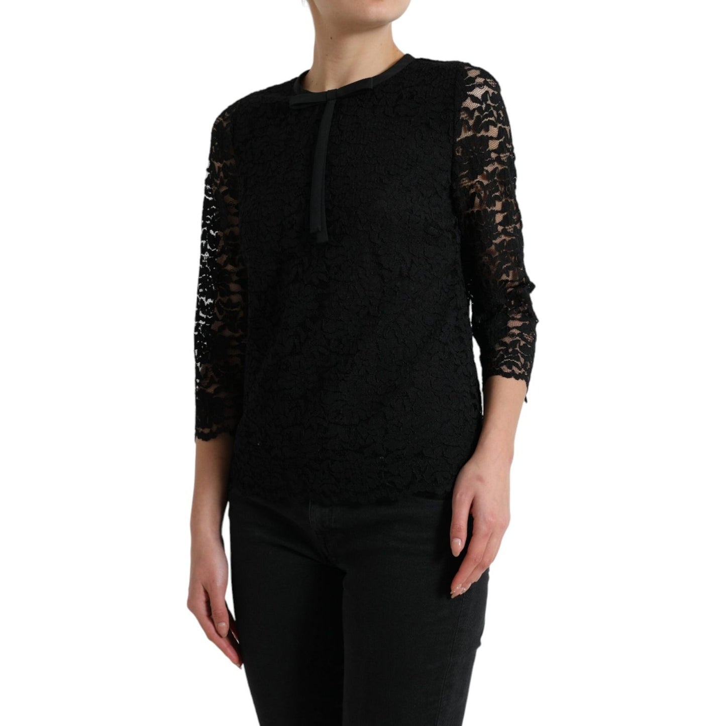 Dolce & Gabbana Elegant Floral Lace Long Sleeve Top Dolce & Gabbana