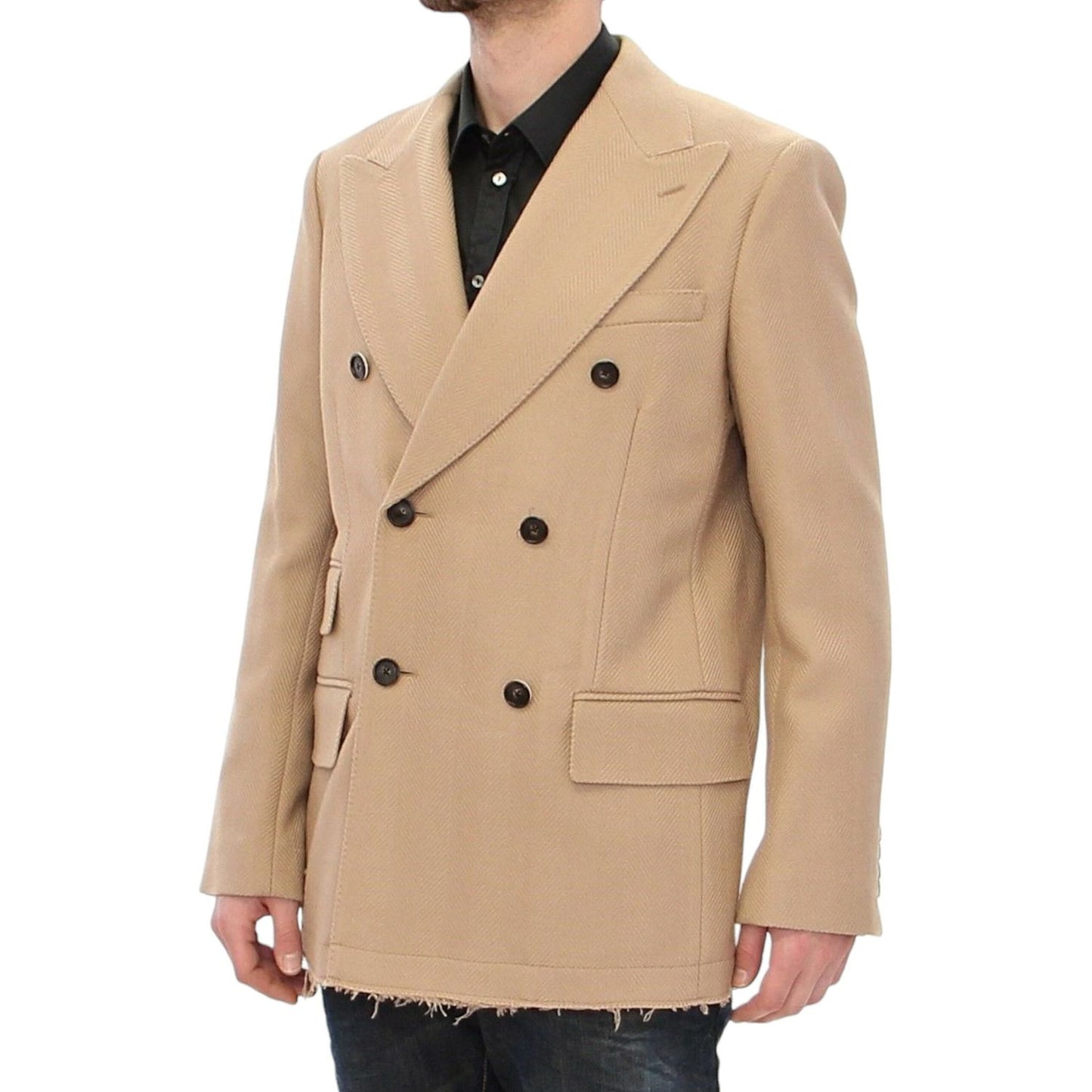 Dolce & Gabbana Elegant Beige Formal Wool Coat Dolce & Gabbana