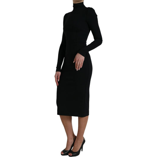 Dolce & Gabbana Elegant Black Bodycon Turtleneck Dress Dolce & Gabbana