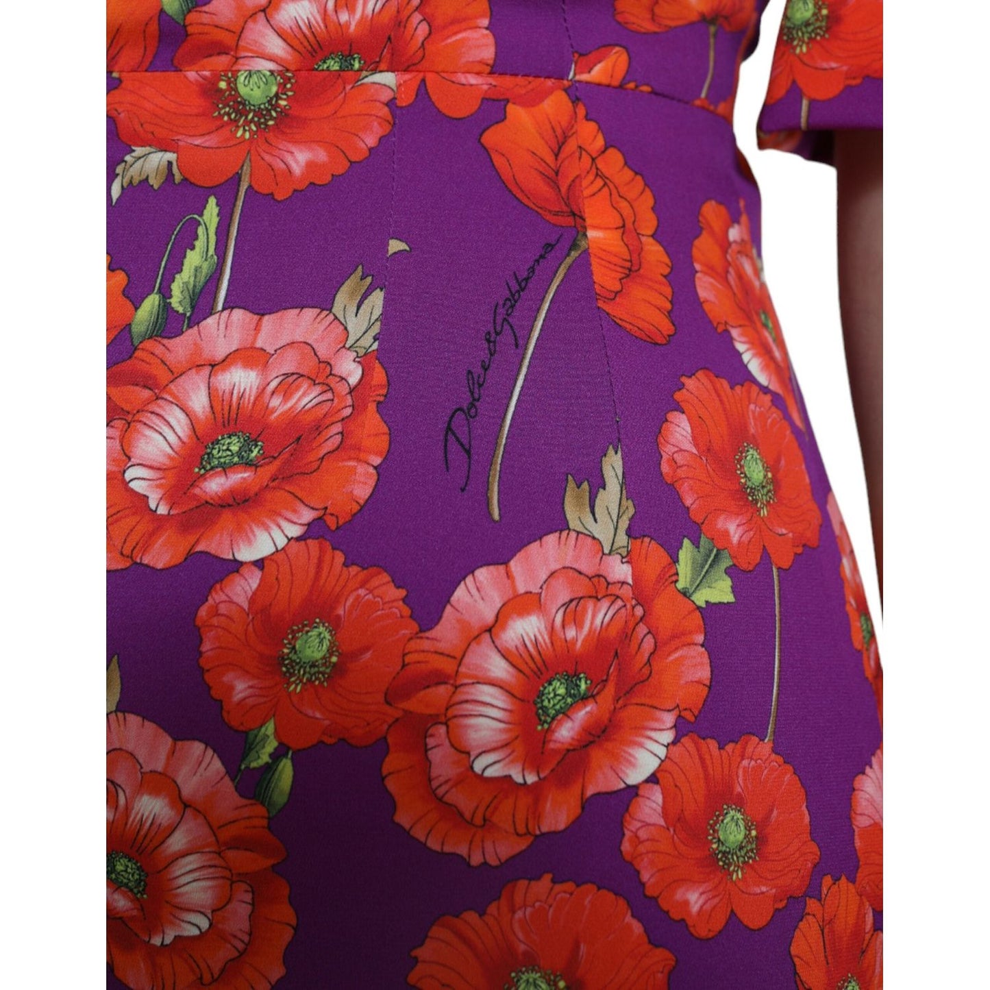 Dolce & Gabbana Multicolor Floral Poppy Print Sheath Dress