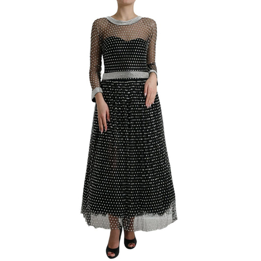 Dolce & Gabbana Black Crystal Embellished A-line Gown Dress