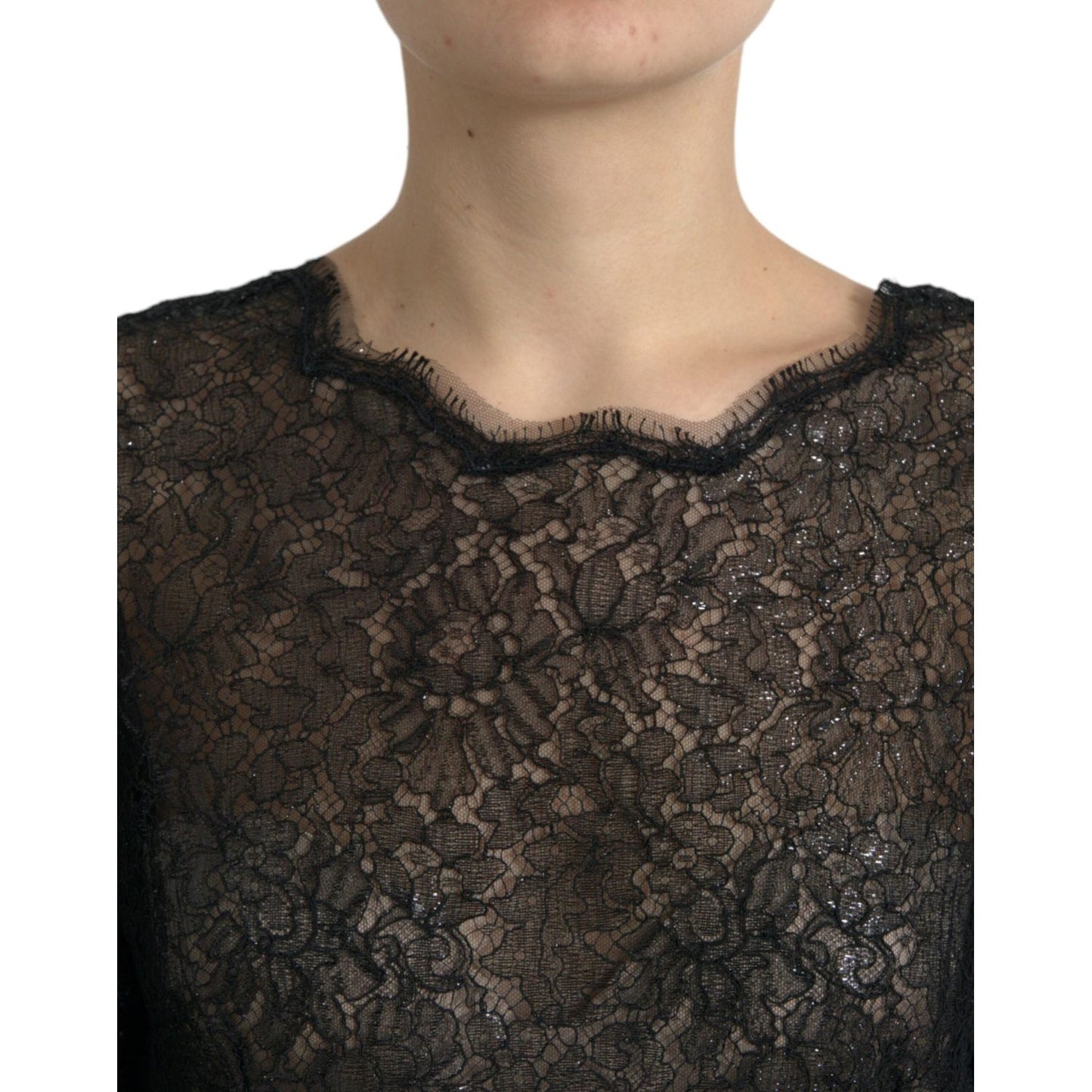 Dolce & Gabbana Elegant Floral Lace Midi Dress Dolce & Gabbana