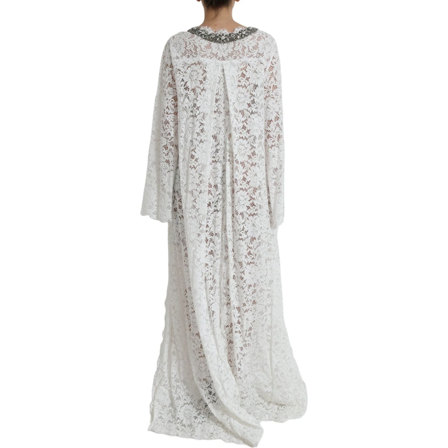 Dolce & Gabbana White Lace Crystal Embellished Shift Dress