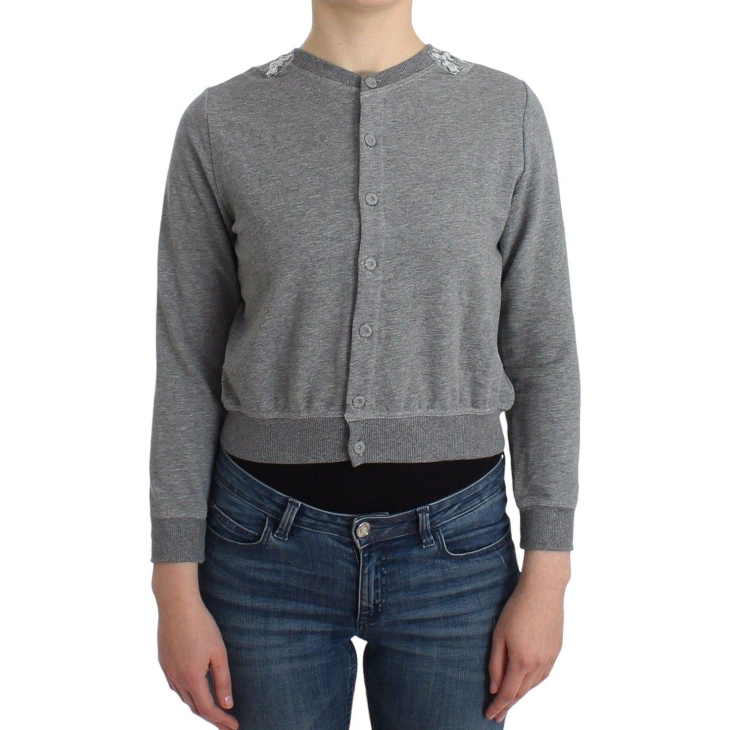 Ermanno Scervino Chic Gray Cotton Blend Short Cardigan Ermanno Scervino