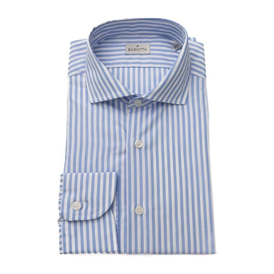 Bagutta Light Blue Cotton Men Shirt Bagutta