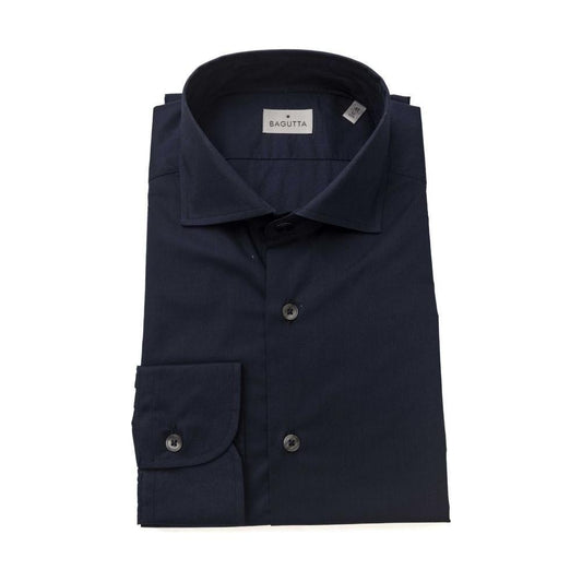 Bagutta Blue Cotton Men's Slim Shirt